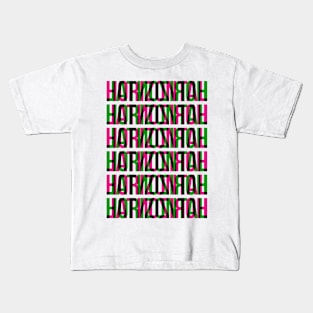 Horizontal Typography Stack (Magenta Green Black) Kids T-Shirt